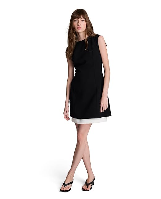 Kenneth Cole Womens Sleeveless Colorblock Fit & Flare Mini Dress